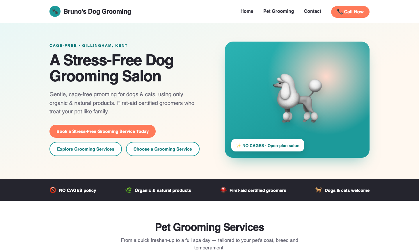 Homepage of brunosdoggrooming.co.uk