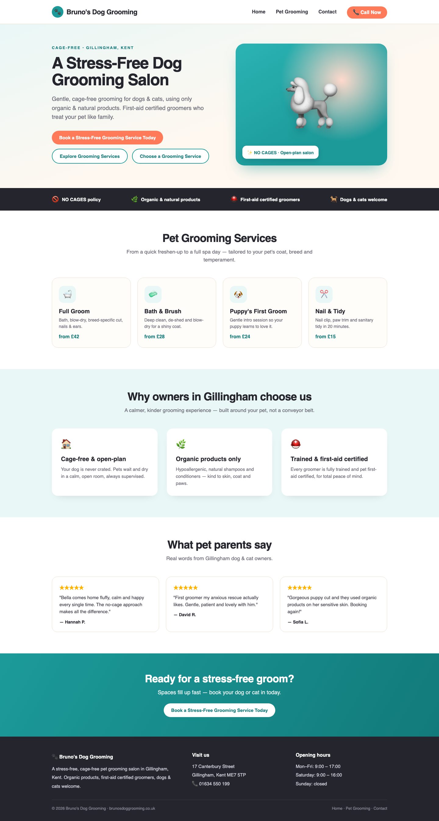 Homepage of brunosdoggrooming.co.uk